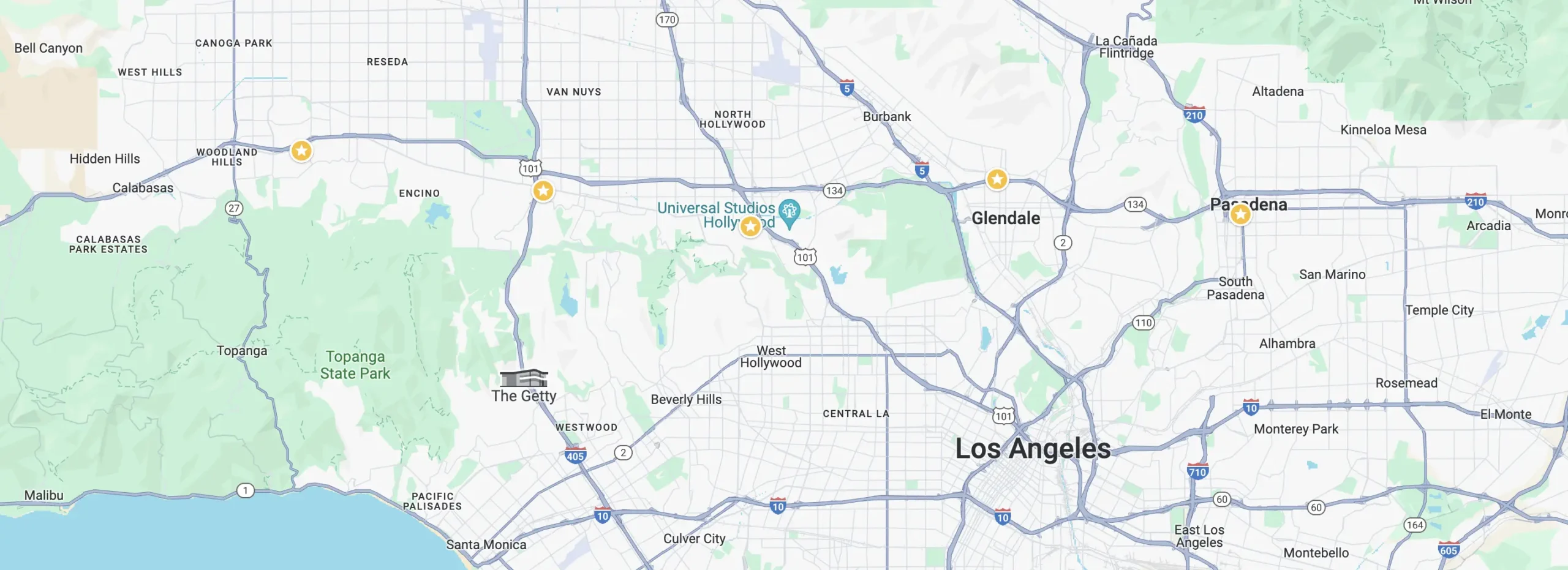 Map of Los Angeles highlighting Universal Studios Hollywood, Avedian Counseling Center, and other nearby locations.